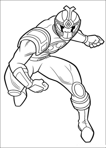 Ranger Blue Is Running For Fight  Coloring Page